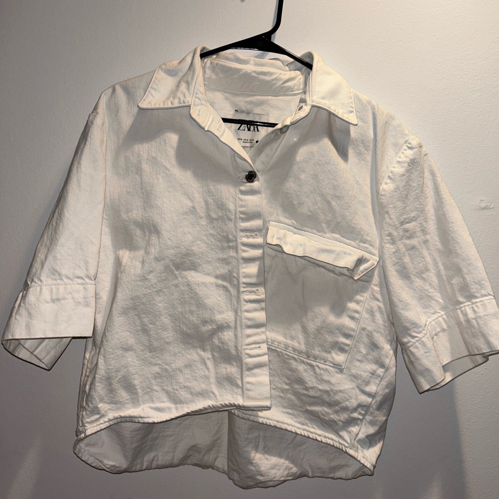 Zara white denim shirt
